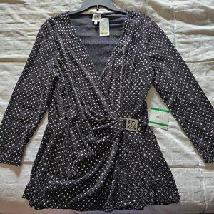 Anne Klein Black and Silver Blouse Size Large Night out - BRAND NEW WITH TAGS!